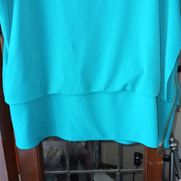 Alfani turquoise blue sleeveless side zip Blouse sz L  B1 - Picture 4 of 10